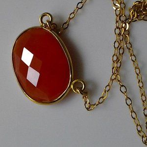 CARNELIAN STONE AND VERMEILE (GOLD OVER 925 SILVER